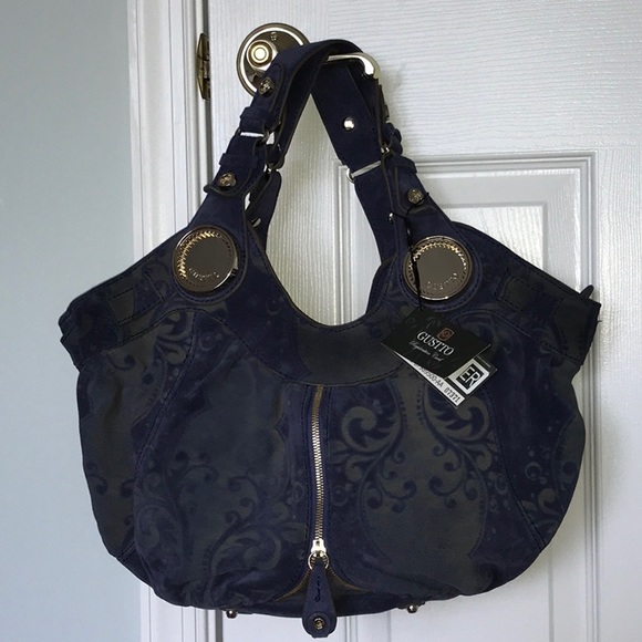 Vintage Gustto Hobo Budelli Printed Suede Leather Large boho bag - Picture 2 of 13